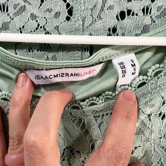 Isaac Mizrahi Live! Lace Swing Tank Pale Aloe Size Small - Picture 3 of 7